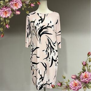 Taylor Pea in the Pod Floral Maternity Boat Neck Long Sleeve Knee Length Dress